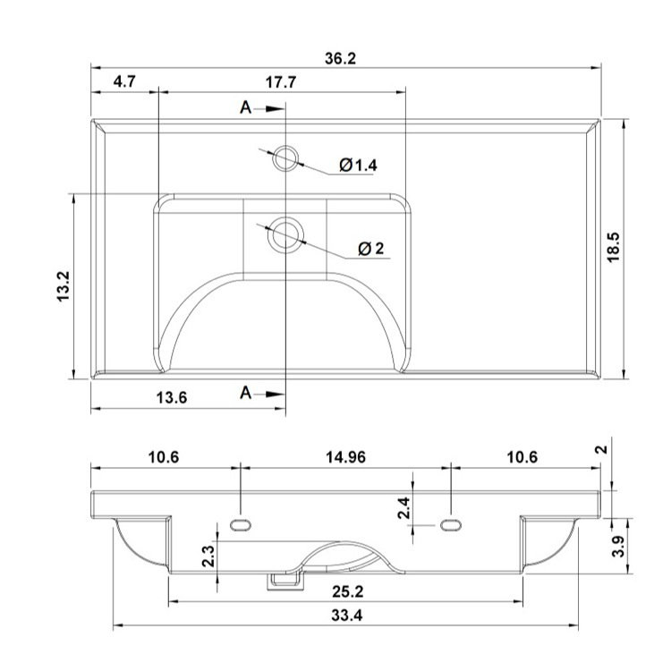 Scarabeo by Nameeks ML Ceramic Rectangular DropIn Bathroom Sink with
